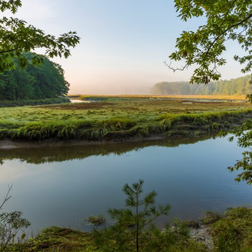 The York River winds its way through forest and salt marsh in York, Maine.